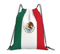 Pratique Sac À Dos Cordon Drapeau du Mexique Imprimé Sacs À Cordonnet Léger Sac D'École pour École Yoga Swimming 36X42Cm