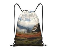 Pratique Sac à Dos pour Sport Impression d'une Vieille Grange Sacs de Sport à Cordon Unisexe Sac de Gym pour Enfant École Randonnée 36X42cm