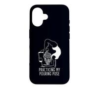 Pratiquer ma Pose de versement drôle Yoga vin Humour Coque pour iPhone 16