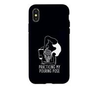 Pratiquer ma Pose de versement drôle Yoga vin Humour Coque pour iPhone X/XS