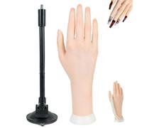 Pratiquez la main pour les ongles en acrylique, la main de l'ongle à résine molle réaliste avec un support flexible pour les accessoires de bijoux affichage du mannequin (stand à droite +).
