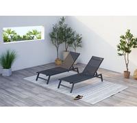 Prato - Lot De 2 Transat Gris Foncé Gris