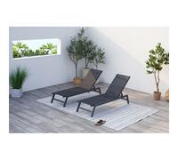 Prato lot de 2 transats avec roulettes gris foncé et noir