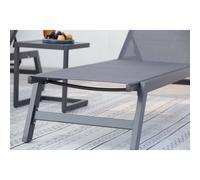 Concept Usine - Prato Lot de 2 transats réglables + table d'appoint - Aluminium Textilène Gris/Noir
