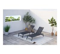 Prato lot de 2 transats et une table d'appoint noir