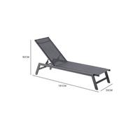 Concept Usine Transats Prato – Lot de 2, aluminium, toile PVC, 2 roulettes – Gris foncé & noir
