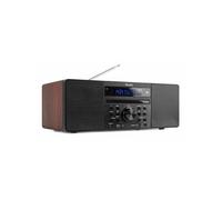 Audizio Prato Radio Dab+ et Lecteur CD avec Technologie sans Fil Bluetooth, Écran LCD, Fonction Horloge et Veille, 2X Port USB, Entrée AUX, Sortie Casque, Télécommande Incluse, Couleur Noir/Bois