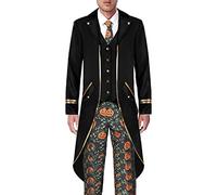 Pratvider Costume de Queue-de-Pie d'halloween | Veste Victorienne Costume Gothique Tailcoat Vintage | Costume médiéval d'halloween Tailcoat Cosplay Prop Outfit