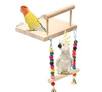 Pratvider Plate-Forme Perroquet | Perroquet en Bois avec balançoire - Accessoires Cage Perruche avec hochet pour Petites perruches calopsittes Conures pinsons perruches154/200