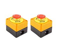 PRATYAHARA 2Pcs Rouge Champignon ArrêT D'Urgence Coupure Interrupteur à Bouton-Poussoir No Nc 22Mm Cnc Gecko