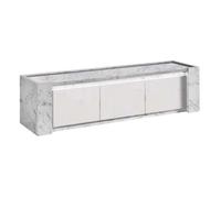 PRAVA - Meuble TV 3 Portes 195cm Laqué Blanc et Effet Marbre avec Leds - Altobuy Blanc