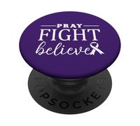 Pray Fight Believe Pancréatic Cancer Awareness Christian PopSockets PopGrip Adhésif