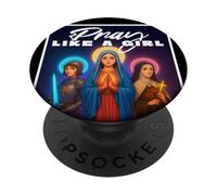 Pray Like a Girl Catholic Women St Therese Jeanne of Arc Mary PopSockets PopGrip Adhésif