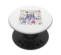 Pray More Fleur Fleur Idée cadeau religieuse prière PopSockets PopGrip Adhésif