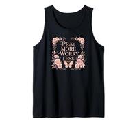 Pray More Worry Less Butterfly Floral Christian Faith Débardeur
