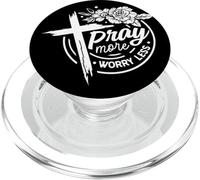 Pray More Worry Less Croix Florale Faith PopSockets PopGrip pour MagSafe