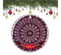 Pray Notre Dame de Paris Décoration de Noël en porcelaine Motif roses du Nord et du Sud Double face 7,6 cm