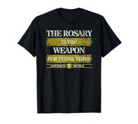 Pray The Holy Rosary Weapon Catholic Saint Citations Grunge T-Shirt