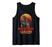 Pray Without Ceasing Christian Prayer Knight Retro 80s Débardeur