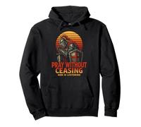 Pray Without Ceasing Christian Prayer Knight Retro 80s Sweat à Capuche
