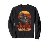 Pray Without Ceasing Christian Prayer Knight Retro 80s Sweatshirt