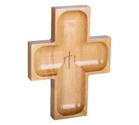 Prayer Bowl | Rustic Wooden Religious Large Capacity Tray, Thoughtful Cross Box Table Centerpiece | Refined Gathering Accessory for Snacks Fruits Salad Cake Presentation Thanksgiving Holiday