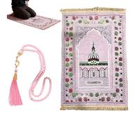 Prayer Mat Portable, Soft Religious Mat, Decorative Praying Mats with Beads, Padded Cushion, Prayer Mats with Elegant Design, Adults Kids Men Women Beginners Home Office Traveling Learning Teaching