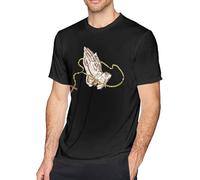 Praying Hands Rosary Brown Men's T-Shirt Tees Short Workout Tops Fashion Black Manches Courtes(X-Large)