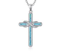 PRAYMOS Collier avec pendentif croix infinie religieuse en argent sterling, cadeau pour mère et femme