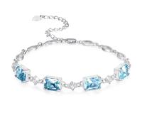 PRAYMOS December Bracelets pierre de naissance pour femmes Maman Grandma Mère Argent Sterling Femmes Bracelets Baguette Bracelet Rose Pierre de naissance Cadeaux