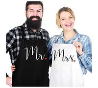 Prazoli His and Her Aprons - Mr and Mrs Couples Engagement Gift, Cute Bridal Shower Gift Anniversary Wedding Registry Items & Decoration, Housewarming Gifts for New Home Newlywed Gift