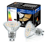 PRCNL Ampoule LED Spot GU10 Blanc Chaud 7W 3000K Dimmable 730 Lumens équivalent 80W Lampe Halogène,Gradation en douceur via le gradateur,3 Luminosité, Lampes à Réflecteur PAR16,Lot de 2