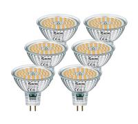 PRCNL GU5.3 MR16 Ampoules LED 6,5W Blanc Chaud 3000K, Équivalent 55W Lampe Halogène, 650 Lumens, Angle de faisceau 120°, AC/DC 12V, Non-Dimmable, Sans Scintillement, Lot de 6