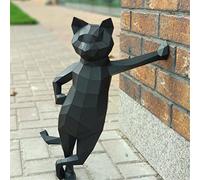 PRDECE Figurine de chat origami géométrique 3D faite à la main en papier - Décoration de bureau ou de fenêtre - Puzzles éducatifs (A)