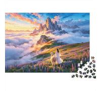 Pré Alpin Puzzles 1000Pièces Recyclé Matériau Paysage de Coucher de Soleil Puzzles for Personnes Âgées Puzzle Game Accessoires Interesting Jeu Familial Accessoires for Adultes 38x26cm/1000pcs
