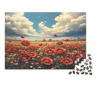 Pré Coquelicots Puzzle 1000 Pièces Adulte avec Couleurs Éclatantes, Jeu De Puzzle Classique Papavéritadéfi Entre Amis pour Un Tableau À Encadrer, Superbe Idée Cadeau 52x38cm