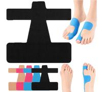 Pre-Cut Bunion Corrector Kinesiology Tape, Breathable Hypoallergenic Latex-Free Tape, Bunion Relief Toe Correction Wrap for Daily Walking and Running (Black, 30Pcs)