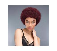 Pré-épilé Perruques afro bou s 99J, perruque Pixie courte bordeaux, cheveux humains for femmes noires Adapté aux débutants