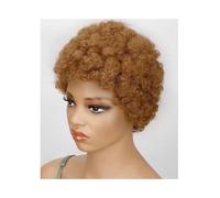 Pré-épilé Perruques Afro Bou s, Courtes Brunes, Pixie Blondes, Cheveux Humains, Fabriquées à la Machine Adapté aux débutants(Medium Brown)