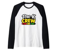 Pre K Crew Crayon préscolaire Team Back to School Manche Raglan