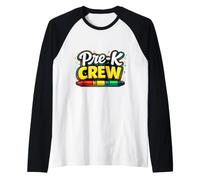 Pre K Crew Crayon préscolaire Team Back to School Manche Raglan