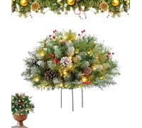 Pre-Lit Artificial Christmas Tree Filler, Lighted Planter Filler Decor, Battery Operated Tripod Xmas Pine Trees for Porch,Yard, Garden,Flower Beds (1pcs, 46cm/18.1in)