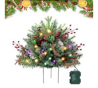 Pre-Lit Artificial Christmas Tree Urn Filler, Christmas Pot Fillers Outdoor Front Porch with 60 LED Lights, Battery Operated, Outdoor Christma Tree with Tripod Stake for Porch, Yard, Garden (B*1)
