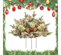 Pre-lit Artificial Christmas Tree Urn Filler, Christmas Tree urn Filler, Lighted Artificial Pine Trees with Tripod Stake, Realistic Christma Tree with Cones and Red Berries (F)