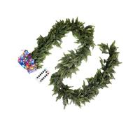 Pre-Lit Christmas Garland,8.8Ft with Remote Lights | Real Touch Garland Christmas Decorations,for Indoor Outdoor Front Door Wall Mantel Fireplace Stairs Tree Porch Patio Garden