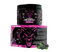 Pre Workout Booster Puissant 300g Goût Baies, Vegan Preworkout, Vitamine B12, L Citrulline, Beta Alanine, Cafeine, Taurine, AstraGin, Vitastrong Pre Workout (24 portions (paquet de 1), Berries)