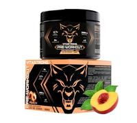 Pre Workout Booster Puissant 300g Goût Pêche, Vegan Preworkout, Vitamine B12, L Citrulline, Beta Alanine, Cafeine, Taurine, AstraGin, Vitastrong Pre Workout (24 portions (paquet de 1), Peach)