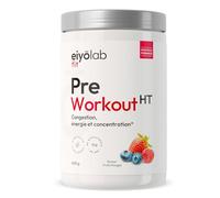 PRE WORKOUT HT | Booster Musculation sans Créatine | 3g de Bêta-Alanine + 3g d'Arginine + 4g de Citrulline + 200mg de Caféine + S7 | Énergie + Congestion Musculaire | 500g | Fruits Rouges | Eiyolab