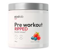 PRE WORKOUT RIPPED | Booster Musculation Minceur sans Créatine | Caféine, Bêta-alanine, L-Carnitine, Taurine, Arginine, Tyrosine | Énergie + Congestion Musculaire | 180g | Fruits Rouges | Eiyolab