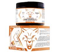 Pre Workout Sans Caféine 300g Vegan, Preworkout Booster Puissant, Vitamine B12, L Citrulline, Beta Alanine, enXtra Galanga, Taurine, AstraGin, Vitastrong Preworkout (24 portions (paquet de 1), Orange)